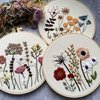 Harimau 3 Pack Embroidery Kit for Beginners , Floral Plant Pattern,Cross Stitch Kits Set , Including Stamped Embroidery Cloth with 3 Embroidery Hoops, Color Threads and Tools (Flower)