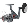 Quantum Optix Spinning Fishing Reel, Size 60 Reel, Changeable Right- or Left-Hand Retrieve, Aluminum Spool, Stainless Steel Bail Wire, QuickSet Anti-Reverse, 4.9:1 Gear Ratio, Silver, Clam Packaging