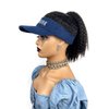 VAVANGA Hat Wig for Black Women - Black Hair with Hat Ponytail Wig Hat Navy Blue Baseball Cap Attached Hair Afro Kinky Yaki Hair Extensions Hat Wigs for Women(Navy Blue, LD0315)