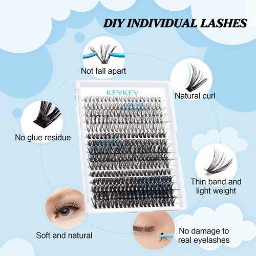 300 Pcs Lash Clusters Individual Lashes 20D+40D+50D Cluster Lashes D Curl 10-18 Mix Length Eyelash Clusters DIY Lash Extension at Home Easy to Apply Natural Volume Look(20D+40D+50D, D-10-18mix)