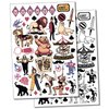 Circus Carnival Clowns Temporary Tattoo Water Resistant Fake Body Art Set Collection - Black (One Sheet)