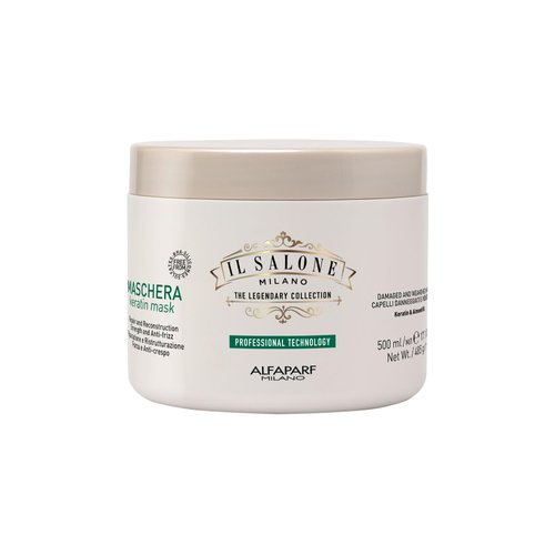 Il Salone Milano Professional Keratin Hair Mask - Damaged Hair Treatment with Almond Oil + Vitamin E to Repair, Nourish and Strengthen Hair Fibers - Premium Quality (300 ml)