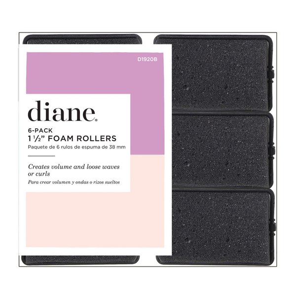 Diane Foam Rollers, Black, 1.5", 6/bag