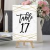 Hadley Designs 1-25 Marble Geometric Table Number Double Sided Signs for Reception, Restaurant, Birthday Party Event, Calligraphy Printed Numbered Card Centerpiece Decor Setting Reusable Stand (4x6)
