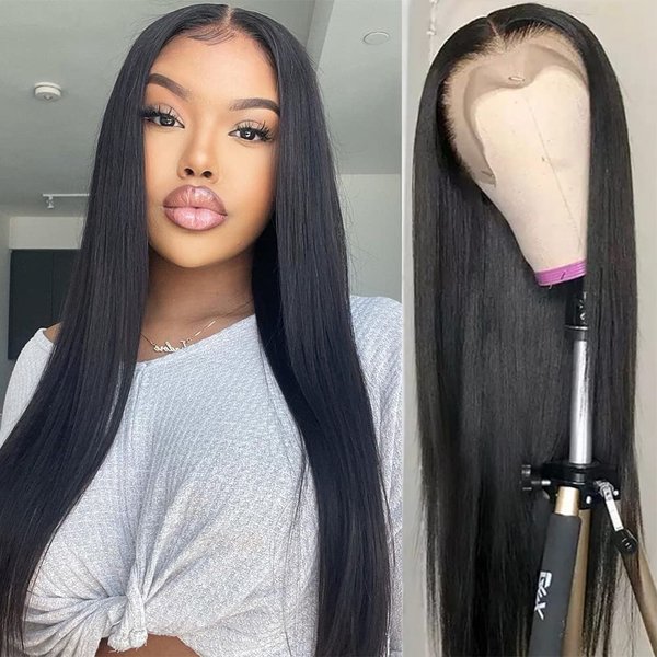 UNANCY Straight Lace Front Wigs Human Hair Pre Plucked Hairline Glueless 180% Density 13×4 HD Transparent Wigs for Women Human Hair with Baby Hair Natural Color (18 inch)…