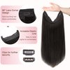 GOO GOO Wire Hair Extensions Human Hair, 2 Dark Brown Natural 18inch 95g, Invisible Wire Hair Extensions with Transparent, Seamless Fish Line Hairpiece