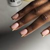 24Pcs French Tips Press on Nails with French Design, French Tips Manicure Art Acrylic Medium Coffin Full Cover Fake Nails Stick on Nails Glossy Gold French Tips False Nails Gel Glue on Nail for Women