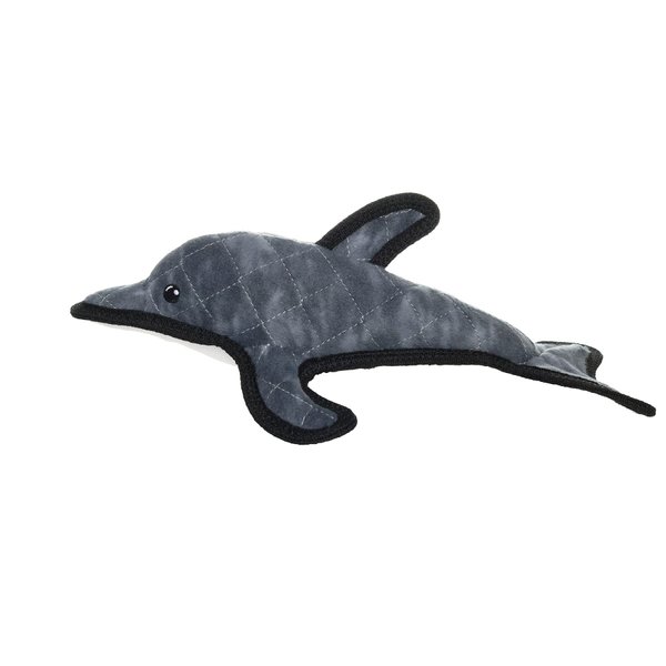 TUFFY - World's Tuffest Soft Dog Toy - Ocean Dolphin- Squeakers - Multiple Layers. Made Durable, Strong & Tough. Interactive Play (Tug, Toss & Fetch). Machine Washable & Floats (Regular)