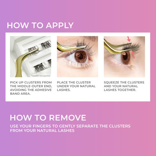 KISS imPRESS False Eyelashes, Lash Clusters, Falsies, Edgy Wispy', 14mm-16mm, Includes 12 pieces of pre-bonded lashes, Contact Lens Friendly, Easy to Apply, Reusable Strip Lashes