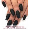 Black Press On Nails - Aegenacess Press On Nails Coffin, Matte Fake Nails with Glue Sticker, Press On Nails Long, Solid Color Stick On Nails in 12 Sizes, 24PCS Glue On Nails, Black Velvet