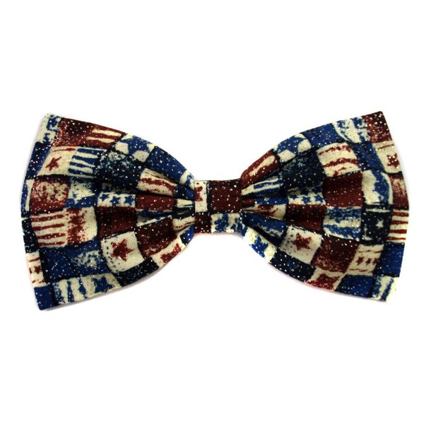 Patriotic US Flag Metallic Glitter Hair Bow (Alligator Clip)