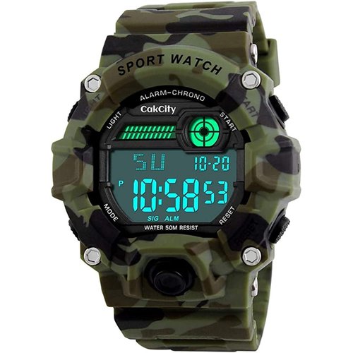 Boys Camouflage LED Sport Watch,Waterproof Digital Electronic Casual Military Wrist Kids Sports Watch with Silicone Band Luminous Alarm Stopwatch Watches
