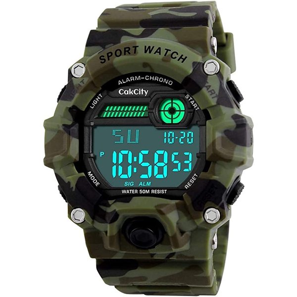 Boys Camouflage LED Sport Watch,Waterproof Digital Electronic Casual Military Wrist Kids Sports Watch with Silicone Band Luminous Alarm Stopwatch Watches