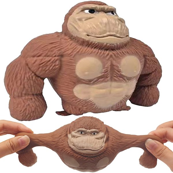Squishy Monkey Stretch Gorilla Figure Gorilla Latex Gorilla Soft Stretchy Gorilla Toy Stretchy Gorilla, Stress Relief Toy for Children and Adults Sensory Toy, Funny Gift for Easter (Brown)