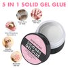 Solid Gel Nail Glue, BORNBYME 5 in 1 Glue Gel for Acrylic Nail Tips Press on Nails,3D Sculpture Gel, Rhinestone Glue Gel, Metallic Gel