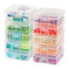 IRIS USA Plastic Pencil Case Box Craft Hobby Art School Supply Storage Organizer Container with Latching Lid, 10-Pack, for Bead Pens Ribbons Wahi Tape Sticker Yarn Ornaments, Stackable, Clear, Small