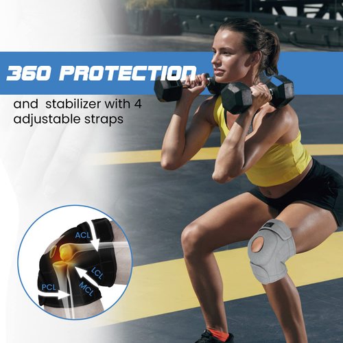 Modvel Knee Brace with Side Stabilizers | FSA or HSA eligible | Patella Gel Pads Knee Support Braces for Knee Pain, Meniscus Tear,ACL,MCL,Arthritis, Joint Pain Relief,Injury Recovery. (XXL Grey)