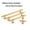 LONTAN 10 Pack Gold Brass Kitchen Cabinets Knobs Dresser Knobs T Bar Solid Cabinet Hardware Drawer Knobs Single Hole Brushed Brass Knobs for Dresser Drawers