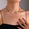 Iaceble Boho Rainbow Rice Bead Necklace Colorful Seed Bead Necklace Choker Beach Bead Choker Necklace Hawaii Beads Chain Necklace Jewelry for Women