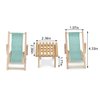 Miniature Beach Chair & Table 3PCS 1:12 Dollhouse Furniture Model Foldable Chairs Folding Beach Sunbath Chair Props Cake DIY Garden Plant Pool Decor Longue Deck Chair Craft (Green)