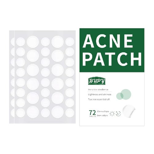 BUPY Acne Patch for Face, Pimple Patch, Tea Tree Oil Hydrocolloid Patch, 72 Counts Spot Stickers for Face, 2 Size (8mm + 12mm)