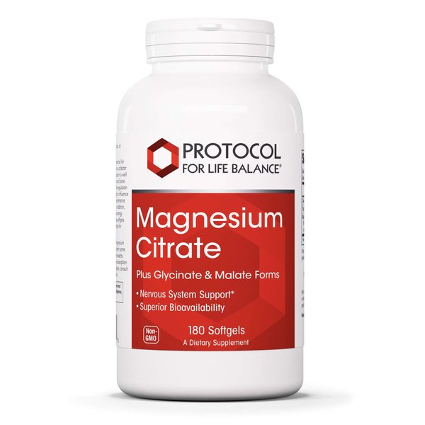 Protocol Magnesium Citrate Plus Glycinate & Malate - Supports Heart Health & Bone Formation* - Bioavailable Dietary Supplement - Halal - 180 Softgels