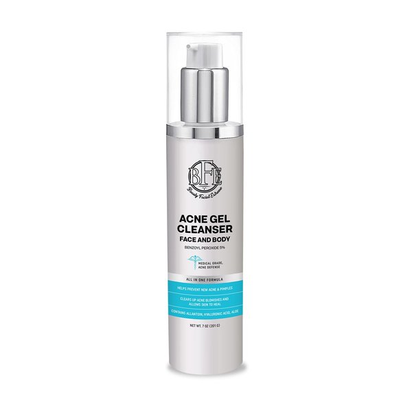 Acne Face wash Treatment with Benzoyl Peroxide 5% - Fight Acne Blemishes on Contact for Cystic Breakouts, Oily Skin, Clogged Pores, Blackhead, Whitehead & Pimples. Achieve Clear Skin.