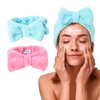 Bliss Women's Spa Headband - 2 Pack Microfiber Towel for Washing Face, Skin Care, Makeup and Messy Hair - Preppy Stuff Shower Accessories with Elastic Band and Hair Bow