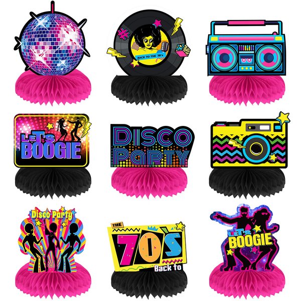 70s Party Decorations Back to 70s Honeycomb Centerpieces Party Decorations 70s Disco Party Favors Throwback 70's Boogie Party Centerpieces Table Toppers Decors for 70s Nostalgic Party Supplies