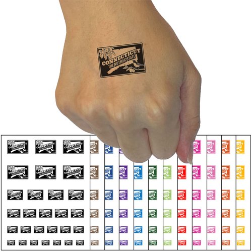 Connecticut Nutmeg Mountain Laurel Robin United States Temporary Tattoo Water Resistant Fake Body Art Set Collection - Hot Pink (One Sheet)