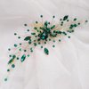 Teyglen Bridal Wedding Gold Silver Dainty Hair Combs Green Rhinestones Crystal Side Hair Comb Flower Crystal Bride Hair Accessories for Women and Girls (Gold Green)