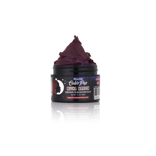 Mysteek Color Pop Temporary Hair Color for Dark Hair or Light Hair, Natural Hair Coloring with No Hair Bleach, Wash Out Hair Color, Mysteek Naturals (1 Fl Oz, Mutha Maroon)