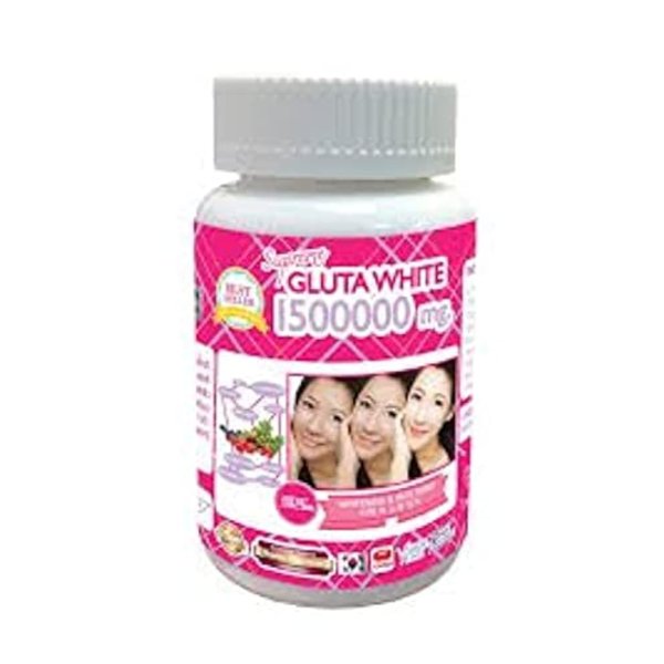 1 Bottle X 30 Softgels Supreme Gluta White 1500000mg. Super Whitening Glutathione Anti - Aging. (Supreme Whitening Skin Boost up Collagen Remove Dark Spot and Scar Tighten Pore Healthy Skin and Hair)