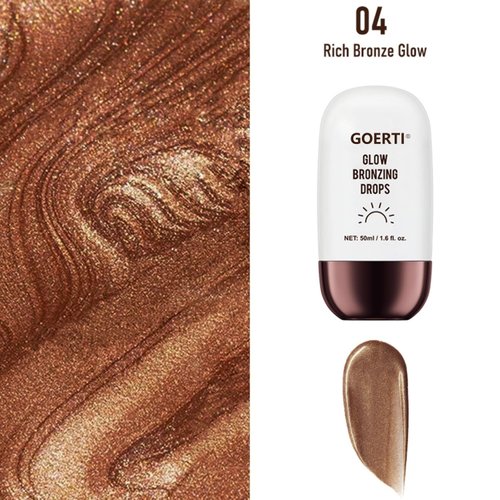 Body Shimmer Oil – Liquid Highlighter for Glowing Skin, Waterproof & Long-Lasting Body Makeup for Face, Arms, Legs & Shoulders, Bronze Illuminating Glow Lotion, 1.6 Fl Oz (04#/ Rich Bronze Glow, 50ml)
