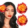 Haomye Flower Hair Clips Red Tinsel Dahlia Floral Hair Barrettes Tropic Daisy Hairpins Summer Beach Headpiece Floral Hairclip Accessories for Women 2PCS (red)