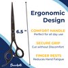 Bucchelli 6.5 Inch Left Handed Shears for Hair Cutting - Japanese 440A Inch Barber Scissors - Micro Bevel Edge with Adjustable Tension Knob - Hair Shears Black (Black Left 6.5")