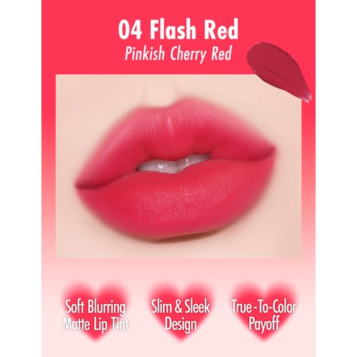 Peach C Blurry Filter 04 Flash Red Korean Lip Stain Marker | Matte Korean Lip Tint Long Lasting w/Soft Blur Finish| Comfortably Light & Long Lasting Lip Tint |Smooth Lip tint Stain 0.21 Fl Oz