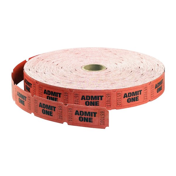 Maco Admit One Single Roll Tickets, red (MACM18610)