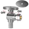 Hourleey 2 Pack Angle Stop Valve, Water Shut Off Valve 1/2" PEX x 3/8" OD Compression, Quarter Turn Chrome Plated Brass Valve