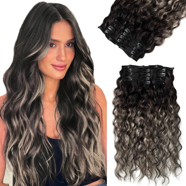 Hair Extensions Real Human Hair Chocolate Brown Curly Samless Clip in Hair Extensions Real Human Hair Dark Brown Natural Wavy Curly Clip in Hair Extensions 70g 7pcs 18inch Human Hair Extensions