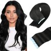 Tape in Hair Extensions Human Hair 100% Real Remy Human Hair Extensions Seamless Straight Hair extensions Real Human Hair Tape in Extensions 10 Inch 20Pieces 40g/Set #1 Jet Black