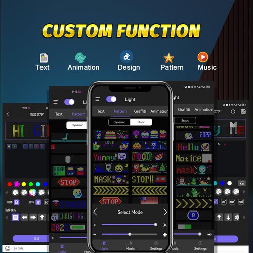 SanLank Led Sign, Bluetooth App Programmable Led Car Sign, USB 5V Scrolling Message Led Matrix Panel, Custom Digital Display Board for Shop Advertising