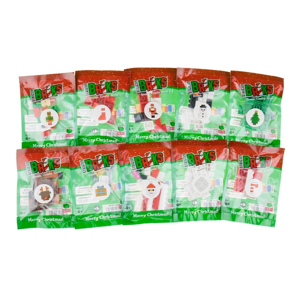 Strictly Briks Building Bricks and Blocks Set, 3D Christmas Themed Bricks, 10 Pack, 100% Compatible with All Major Brick Brands, for Kids Ages 4+