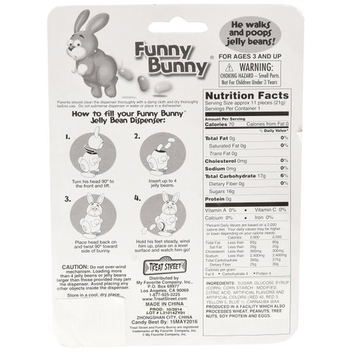 Funny Bunny Wind-up Jelly Bean Pooping Easter Bunny Candy Dispenser (Colors Vary)