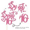 1 PCS Sweet 16 Cake Topper with Heart Glitter Hello 16 Happy 16th Birthday Cake Pick Cheers to 16 Years Old Cake Decorations for Happy 16th Birthday Anniversary Theme Party Supplies Pink