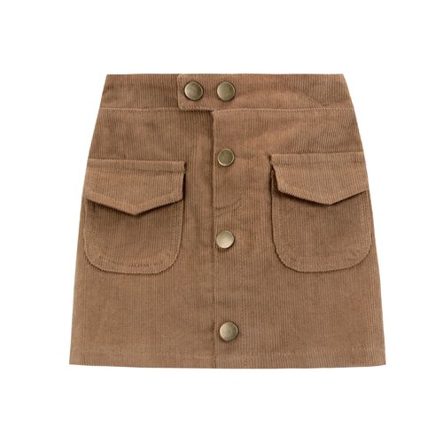 WELAKEN Girl's Corduroy Skirt with Pockets，Spring Little & Big Girl's Lightweight Cotton Short Skirt