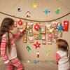 VioraWhite 36 Sets Christmas Craft Kits Christmas Ornaments Stick DIY Winter Craft Stick Bulk Santa Snowman Elf Reindeer Ornaments Art Sets for Kids Holiday Classroom Activities Party Favors
