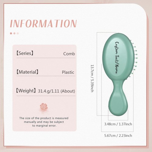 Personalized Name Hair Brush for Women Bride Custom Text Hair Combs Airbag Mirror Finish Gift for Young Girls Bridal Bridesmaids Party Bride (Color 3)