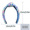Sequin Knot Headband for Girls, Fashion Sparkly Blue Wide Hair Bands Elastic Cute Top Knot Headwear Hairbands Back to School Head Boppers Party Supplies for Kids Hair Hoop 1PCS