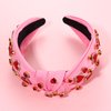 YAHPERN Valentine’s Day Headband for Women Red Pink Heart Knotted Headband Jeweled Rhinestone Crystal Wide Top Knot Hairband Valentine’s Day Hair Accessories Holiday Gifts (Pink)